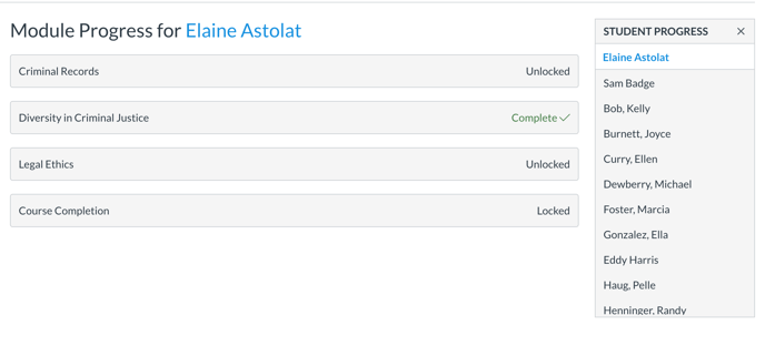 Module progress