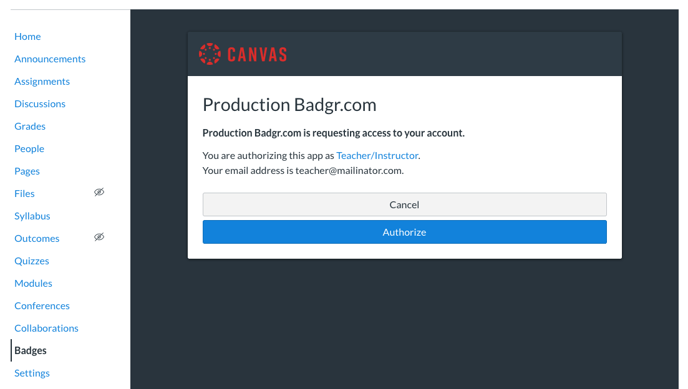 Authorize Badgr