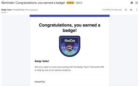 Badge award email