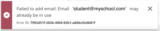 Failed too add email