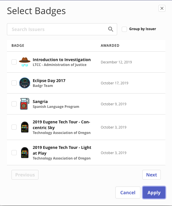 selectbadges